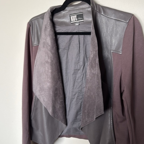 Kut from the Kloth Faux Leather Jacket Grey/Brown Sz Large Women’s EUC - Picture 6 of 12